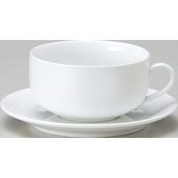 金正陶器 ミルキーホワイト スープ碗 (Dia Ceram)＆受皿 (Dia Ceram)(6客セット） 9-98-33 6客入り（直送品）