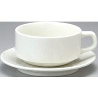 金正陶器 ベーシック スタックスープ碗 粉引＆受皿(6客セット） 9-98-43 6客入り（直送品）