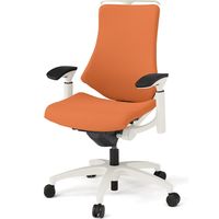 【設置込】イトーキ エフチェア ハイバック 布張り 可動肘 ハンガー付 ウレタンキャスター 白ベース 白脚 アンバーオレンジ 1脚（直送品）