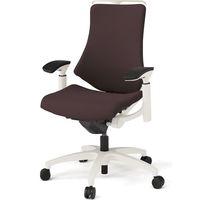 【設置込】イトーキ エフチェア ハイバック 布張り 可動肘 ハンガー付 ウレタンキャスター 白ベース 白脚 チョコレートブラウン 1脚（直送品）