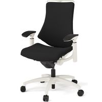 【設置込】イトーキ エフチェア ハイバック 布張り 可動肘 ハンガー付 ウレタンキャスター 白ベース 白脚 ブラック 1脚（直送品）