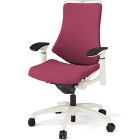 【設置込】イトーキ エフチェア ハイバック 布張り 可動肘 ハンガー付 ウレタンキャスター 白ベース 白脚 ラズベリーレッド 1脚（直送品）