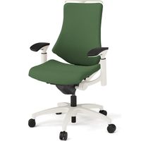 【設置込】イトーキ エフチェア ハイバック 布張り 可動肘 ハンガー付 ウレタンキャスター 白ベース 白脚 アイビーグリーン 1脚（直送品）