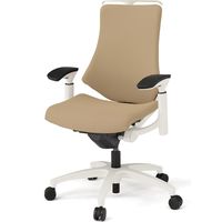 【設置込】イトーキ エフチェア ハイバック 布張り 可動肘 ハンガー付 ウレタンキャスター 白ベース 白脚 サンドイエロー 1脚（直送品）