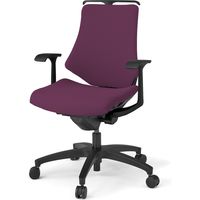 【設置込】イトーキ エフチェア ローバック 布張り 固定肘 ハンガー付 ウレタンキャスター 黒ベース 黒脚 プラムパープル 1脚（直送品）