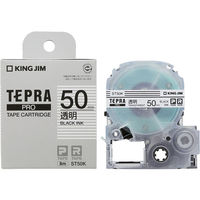 キングジム　「テプラ」PROテープカラーラベル　50mm　パステル　透明ラベル（黒文字）　1個（8m巻）　ST50K（わけあり品）