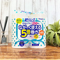トイレットペーパー 5倍巻き 4ロール パルプ シングル 250m ペンギン 芯なし超ロング 1パック（4ロール入）（イチオシ）
