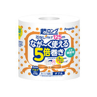 【ロハコサンプル】トイレットペーパー 5倍巻き パルプ ダブル 125m ペンギン 芯なし 超ロング シュリンク 1ロール 丸富製紙