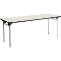 【設置込】コクヨ 会議用テーブル KT-500 折畳みテーブル 棚無 丸脚メッキ 幅1800×奥行750×高さ700mm ナチュラルグレー 1台（直送品）
