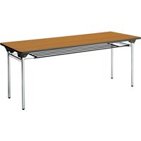 【設置込】コクヨ 会議用テーブル KT-500 折畳みテーブル 棚付 丸脚メッキ 幅1800