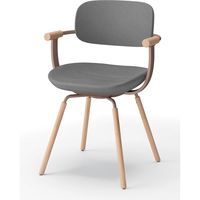 【設置込】イトーキ vertebra03(バーテブラ03) チェア 肘付 4本脚 木脚 ライト グレーC×チェスナットブラウン×オーク ライト 1脚（直送品）