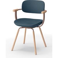 【設置込】イトーキ vertebra03(バーテブラ03) チェア 肘付 4本脚 木脚 ライト ダックブルー×Cブラウン×オーク ライト 1脚（直送品）