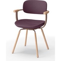 【設置込】イトーキ vertebra03(バーテブラ03) チェア 肘付 4本脚 木脚 ライト プラムパープル×Cブラウン×オーク ライト 1脚（直送品）