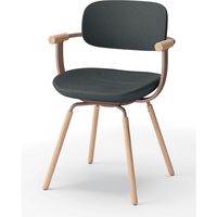 【設置込】イトーキ vertebra03(バーテブラ03) チェア 肘付 4本脚 木脚 ライト オフブラックW×Cブラウン×オーク ライト 1脚（直送品）