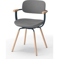 【設置込】イトーキ vertebra03(バーテブラ03) チェア 肘付 4本脚 木脚 ライト グレーC×ダークグリーン×オーク ライト 1脚（直送品）