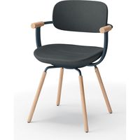 【設置込】イトーキ vertebra03(バーテブラ03) チェア 肘付 4本脚 木脚 ライト オフブラックW×ダークグリーン×オーク ライト 1脚（直送品）