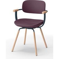 【設置込】イトーキ vertebra03(バーテブラ03) チェア 肘付 4本脚 木脚 ライト プラムパープル×ダークグリーン×オーク ライト 1脚（直送品）