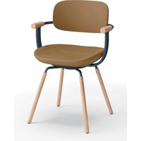 【設置込】イトーキ vertebra03(バーテブラ03) チェア 肘付 4本脚 木脚 ライト デイープイエロー×ダークグリーン×オーク ライト 1脚（直送品）