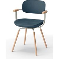 【設置込】イトーキ vertebra03(バーテブラ03) チェア 肘付 4本脚 木脚 ライト ダックブルー×ペールオリーブ×オーク ライト 1脚（直送品）