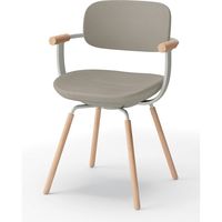 【設置込】イトーキ vertebra03(バーテブラ03) チェア 肘付 4本脚 木脚 ライト エクリュベージュ×ペールオリーブ×オーク ライト 1脚（直送品）