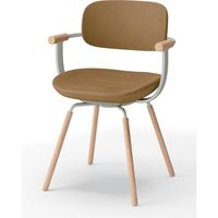 【設置込】イトーキ vertebra03(バーテブラ03) チェア 肘付 4本脚 木脚 ライト デイープイエロー×ペールオリーブ×オーク ライト 1脚（直送品）