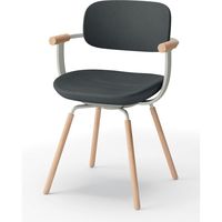 【設置込】イトーキ vertebra03(バーテブラ03) チェア 肘付 4本脚 木脚 ライト オフブラックW×ペールオリーブ×オーク ライト 1脚（直送品）