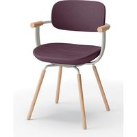 【設置込】イトーキ vertebra03(バーテブラ03) チェア 肘付 4本脚 木脚 ライト プラムパープル×ペールオリーブ×オーク ライト 1脚（直送品）