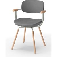 【設置込】イトーキ vertebra03(バーテブラ03) チェア 肘付 4本脚 木脚 ライト グレーC×ペールオリーブ×オーク ライト 1脚（直送品）