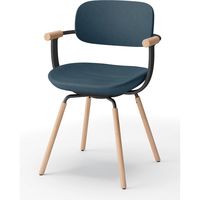 【設置込】イトーキ vertebra03(バーテブラ03) チェア 肘付 4本脚 木脚 ライト ダックブルー×ブラックT×オーク ライト 1脚（直送品）