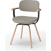 【設置込】イトーキ vertebra03(バーテブラ03) チェア 肘付 4本脚 木脚 ライト エクリュベージュ×ブラックT×オーク ライト 1脚（直送品）