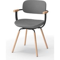 【設置込】イトーキ vertebra03(バーテブラ03) チェア 肘付 4本脚 木脚 ライト グレーC×ブラックT×オーク ライト 1脚（直送品）