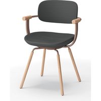 【設置込】イトーキ vertebra03(バーテブラ03) チェア 肘付 4本脚 木脚 ライト ダークグレーC×Cブラウン×オーク ライト 1脚（直送品）