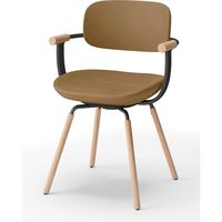 【設置込】イトーキ vertebra03(バーテブラ03) チェア 肘付 4本脚 木脚 ライト デイープイエロー×ブラックT×オーク ライト 1脚（直送品）