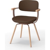 【設置込】イトーキ vertebra03(バーテブラ03) チェア 肘付 4本脚 木脚 ライト デイープオレンジ×Cブラウン×オーク ライト 1脚（直送品）