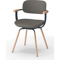 【設置込】イトーキ vertebra03(バーテブラ03) チェア 肘付 4本脚 木脚 ライト トープブラウン×ダークグリーン×オーク ライト 1脚（直送品）