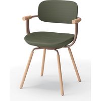 【設置込】イトーキ vertebra03(バーテブラ03) チェア 肘付 4本脚 木脚 ライト リーフグリーン×Cブラウン×オーク ライト 1脚（直送品）