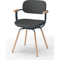【設置込】イトーキ vertebra03(バーテブラ03) チェア 肘付 4本脚 木脚 ライト ダークグレーC×ダークグリーン×オーク ライト 1脚（直送品）
