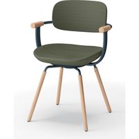 【設置込】イトーキ vertebra03(バーテブラ03) チェア 肘付 4本脚 木脚 ライト リーフグリーン×ダークグリーン×オーク ライト 1脚（直送品）