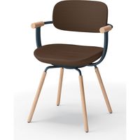 【設置込】イトーキ vertebra03(バーテブラ03) チェア 肘付 4本脚 木脚 ライト デイープオレンジ×ダークグリーン×オーク ライト 1脚（直送品）