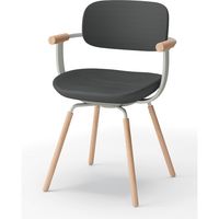 【設置込】イトーキ vertebra03(バーテブラ03) チェア 肘付 4本脚 木脚 ライト ダークグレーC×ペールオリーブ×オーク ライト 1脚（直送品）