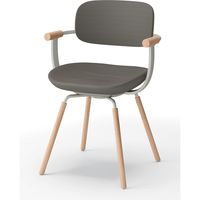 【設置込】イトーキ vertebra03(バーテブラ03) チェア 肘付 4本脚 木脚 ライト トープブラウン×ペールオリーブ×オーク ライト 1脚（直送品）