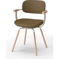 【設置込】イトーキ vertebra03(バーテブラ03) チェア 肘付 4本脚 木脚 ライト アンバー×ペールオリーブ×オーク ライト 1脚（直送品）