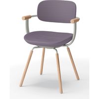 【設置込】イトーキ vertebra03(バーテブラ03) チェア 肘付 4本脚 木脚 ライト Gパープル×ペールオリーブ×オーク ライト 1脚（直送品）