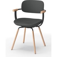 【設置込】イトーキ vertebra03(バーテブラ03) チェア 肘付 4本脚 木脚 ライト ダークグレーC×ブラックT×オーク ライト 1脚（直送品）