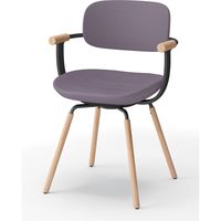 【設置込】イトーキ vertebra03(バーテブラ03) チェア 肘付 4本脚 木脚 ライト グレイッシュパープル×ブラックT×オーク ライト 1脚（直送品）