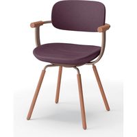 【設置込】イトーキ vertebra03(バーテブラ03) チェア 肘付 4本脚 木脚 ダーク プラムパープル×Cブラウン×オーク ダーク 1脚（直送品）
