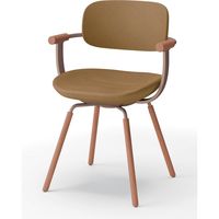 【設置込】イトーキ vertebra03(バーテブラ03) チェア 肘付 4本脚 木脚 ダーク デイープイエロー×Cブラウン×オーク ダーク 1脚（直送品）