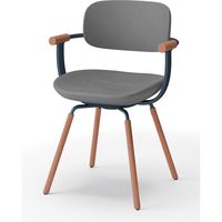 【設置込】イトーキ vertebra03(バーテブラ03) チェア 肘付 4本脚 木脚 ダーク グレーC×ダークグリーン×オーク ダーク 1脚（直送品）