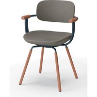 【設置込】イトーキ vertebra03(バーテブラ03) チェア 肘付 4本脚 木脚 ダーク ダークオリーブ×ダークグリーン×オーク ダーク 1脚（直送品）