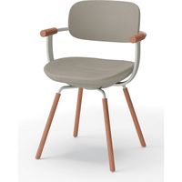 【設置込】イトーキ vertebra03(バーテブラ03) チェア 肘付 4本脚 木脚 ダーク エクリュベージュ×ペールオリーブ×オーク ダーク 1脚（直送品）